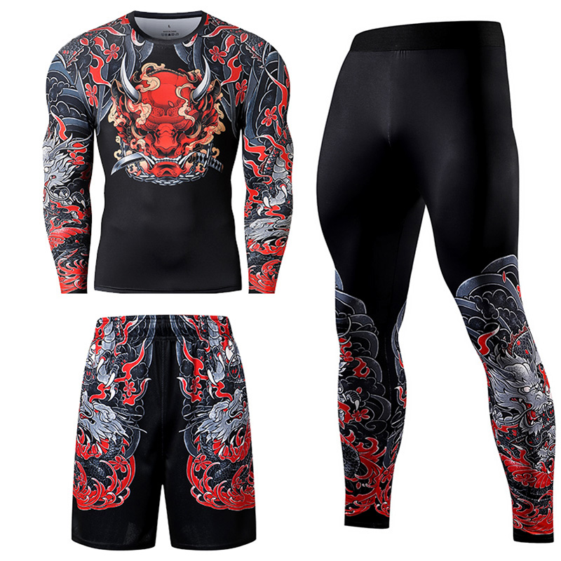 Compression Long Pant - 2/3PCS Mannen Jiu jitsu Trainingspak Compressie