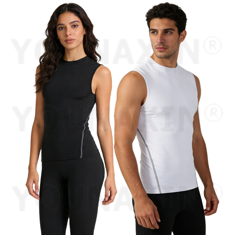 Base Layer Top - YOUNAXIN Unisex mouwloze compressietanktop strakke sportbasislaag