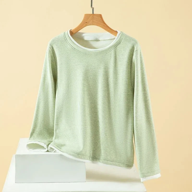 Undershirt Crew Neck - Dames Plus Size Fake Two Piece