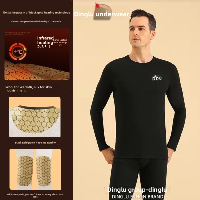 Thermal Long John - Herten Zwart Goud Grafeen Zelfopwarming Thermisch