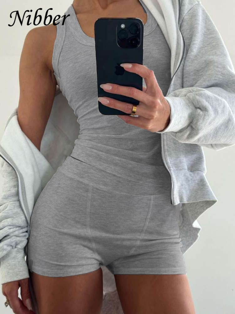 Tank Top Ribbed - Nibber geribbelde casual 2-delige set dames