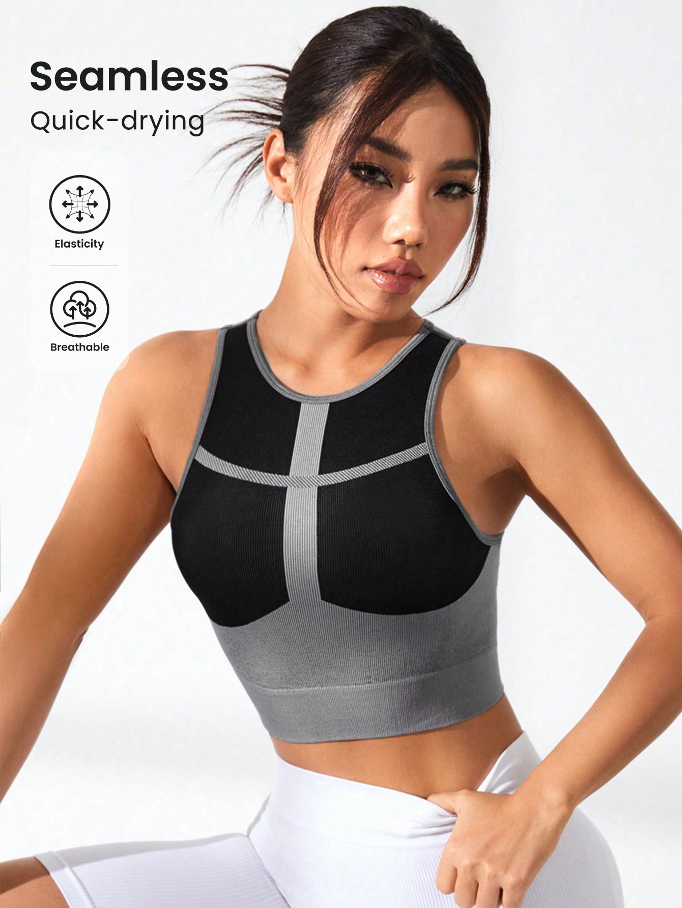 Tank Top Ribbed - Dames Color Block Cross Line Geribbelde