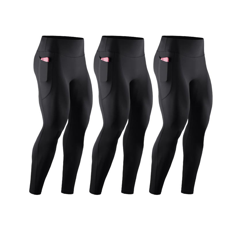 Compression Long Pant - 3 stuks heren compressie hardloopbroek met