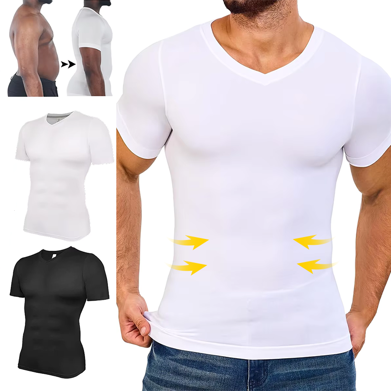 Undershirt Crew Neck - Mannen V-hals Compressie Shirts Korte Mouwen
