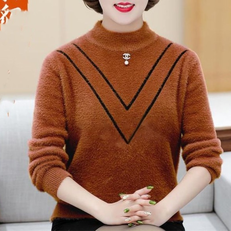 Undershirt Crew Neck - Dames Herfst Winter Massief Flocking Pullover