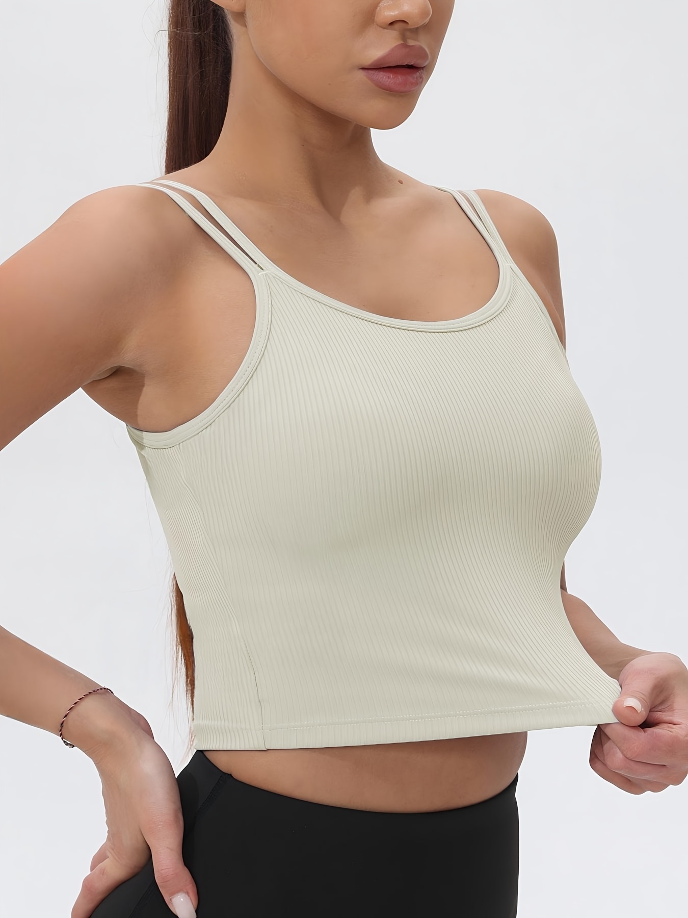 Tank Top Ribbed - Fitfemme geribbelde mouwloze crop-sporttanktop voor dames