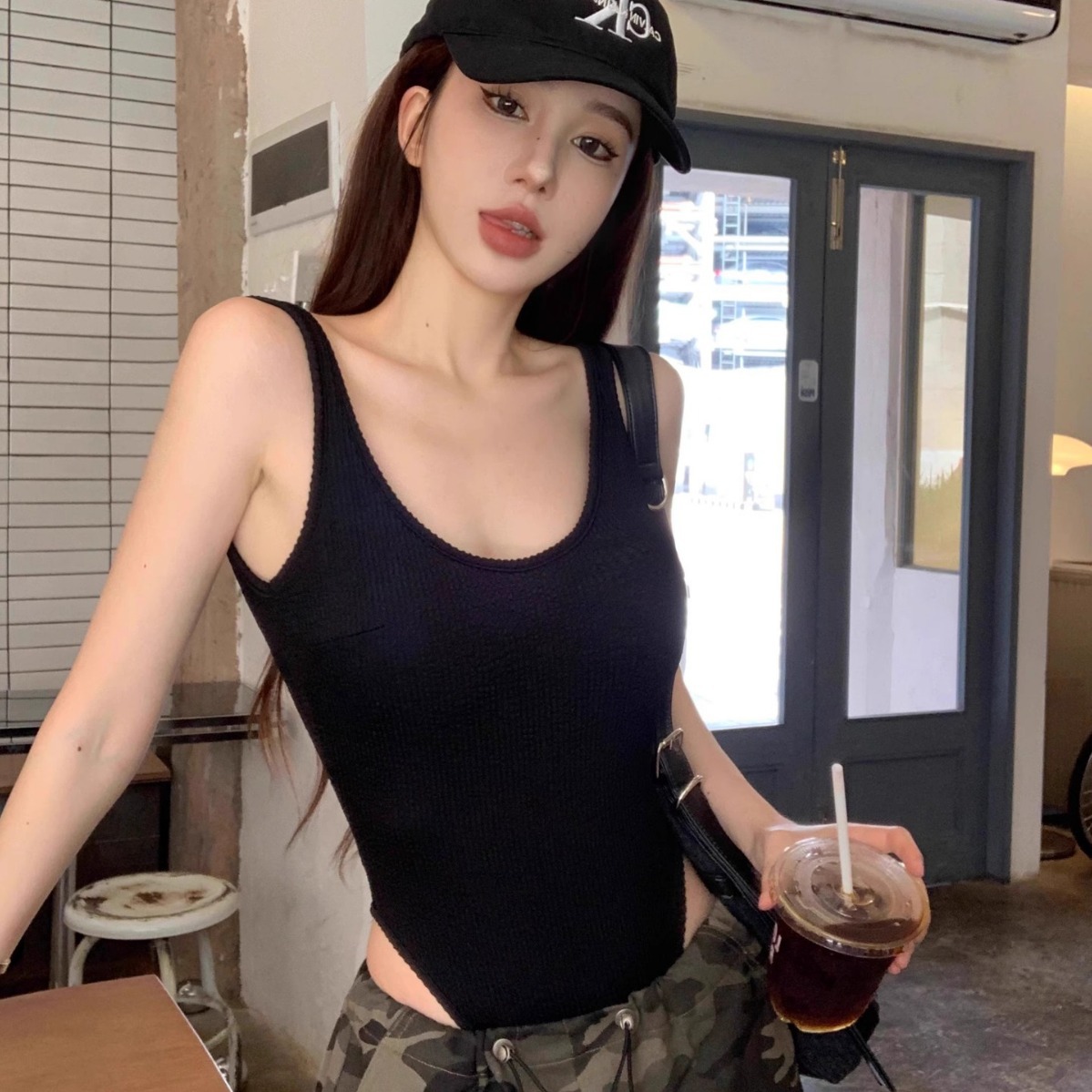 Zwarte bodysuit met bandjes, s - Tank Top Ribbed recensie en prijs