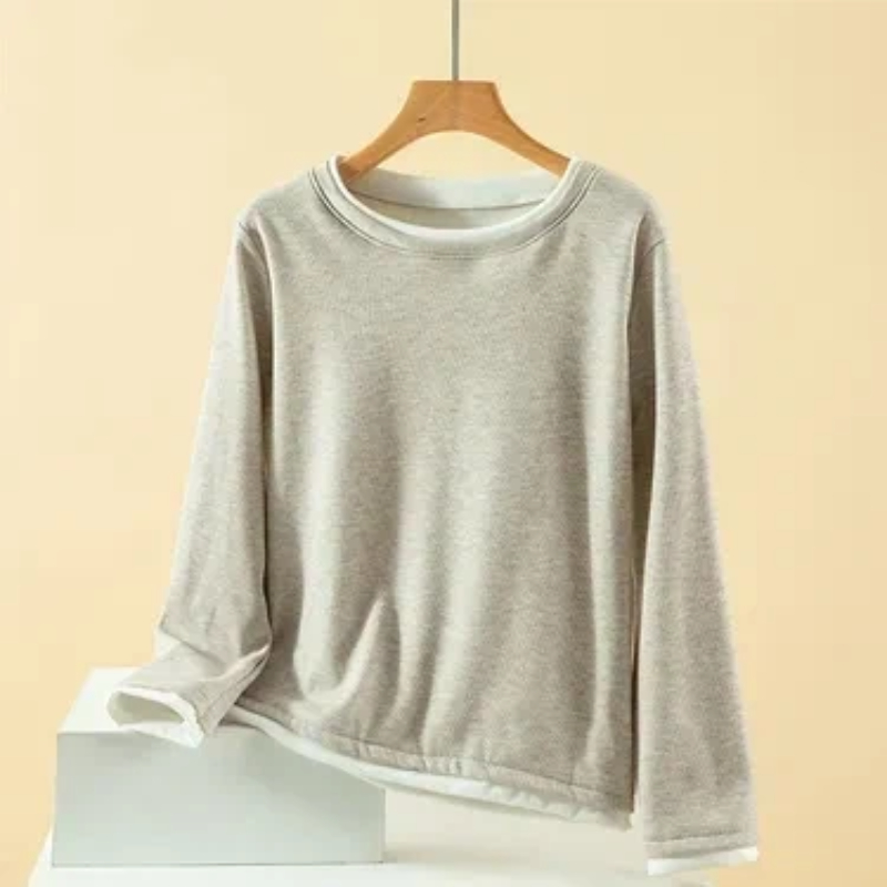 Dames Plus Size Fake Two Piece - Undershirt Crew Neck recensie en prijs