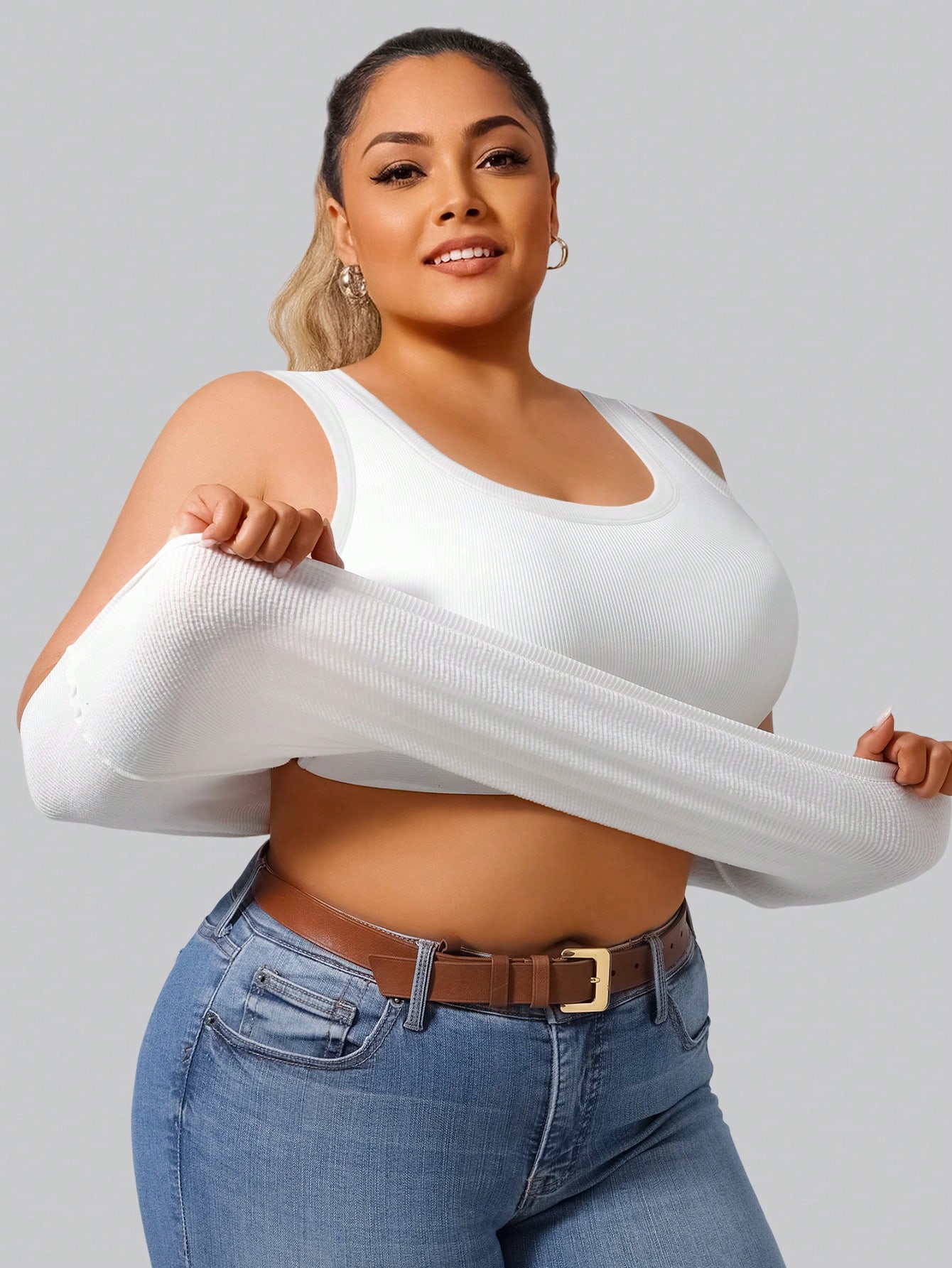 Plus size dames tanktop met ri - Tank Top Ribbed recensie en prijs