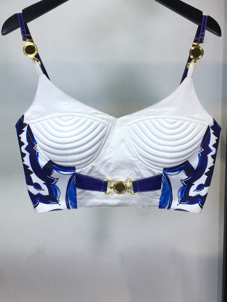 Zomer Bohemain Blauw En Wit Po - Suspender Tank Top recensie en prijs
